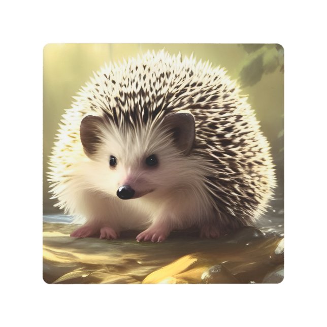 ベビーヘッジホッグワイルドライフポートレート メタルプリント (正面)