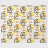 ベビーヘッジホッグ男女兼用パーソナライズされた誕生日 ラッピングペーパー (フラット)