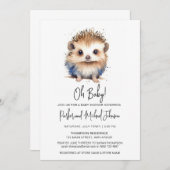 ベビーヘッジホッグ男女兼用ベビーシャワー 招待状 (正面/裏面)