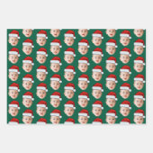 ベビーヘッドカスタム顔フォトサンタハットクリスマスブラック ラッピングペーパーシート (正面2)