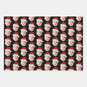 ベビーヘッドカスタム顔フォトサンタハットクリスマスブラック ラッピングペーパーシート (正面)