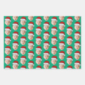 ベビーヘッド顔フォトサンタハットクリスマスブルー ラッピングペーパーシート (正面3)