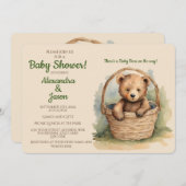 ベビーベアのベビーシャワー 招待状 (正面/裏面)