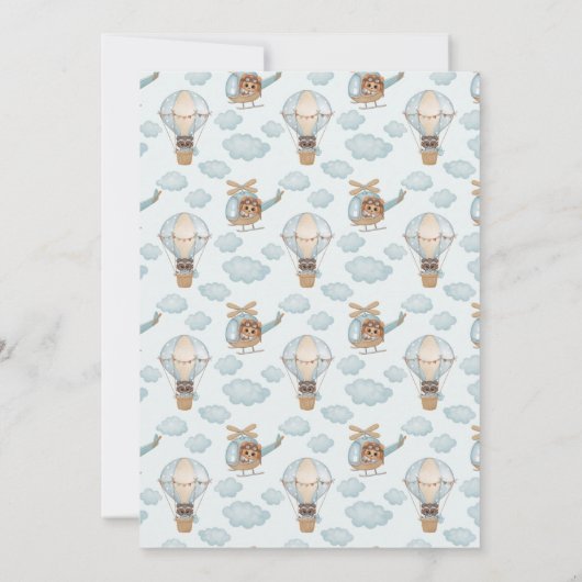 ベビーベアアビエーターパーティーボーイ誕生日 招待状 (裏面)