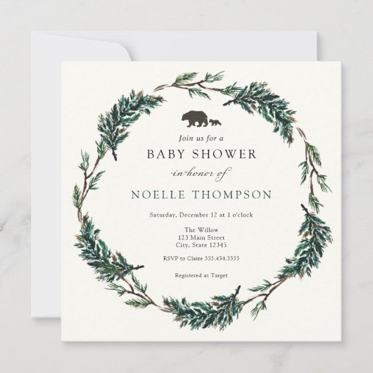 ベビーベアエバーグリーンバッファロープレイド 招待状 (正面)