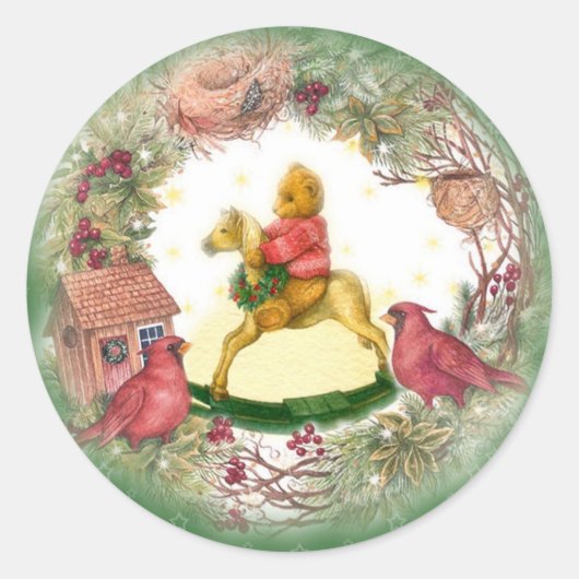 ベビーベアオンロッキングホース(鳥)ショウジョウコウカンチョウ ラウンドシール (正面)