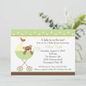 ベビーベアキャリッジニュートラルベビーシャワー招待状 招待状 (スタンド正面)