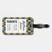 ベビーベアグリーン金ゴールドパタアーガイルーンバッグラベル ラゲッジタグ (裏面横)