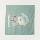 ベビーベアネームパーソナライズされた男の赤ちゃんかわいい タペストリー (正面(横))