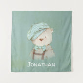 ベビーベアネームパーソナライズされた男の赤ちゃんかわいい タペストリー (正面)