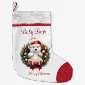 ベビーベアネームファミリーマッチングかわいい子供 スモールクリスマスストッキング (正面)