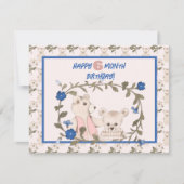 ベビーベアハーフイヤー誕生日カードガール シーズンカード (正面)