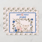 ベビーベアハーフイヤー誕生日カードガール シーズンカード (正面/裏面)