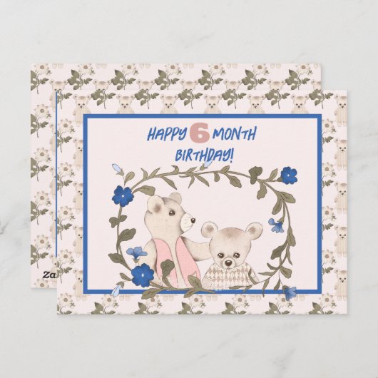 ベビーベアハーフイヤー誕生日カードガール シーズンカード