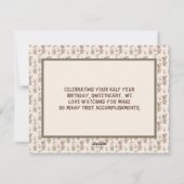 ベビーベアハーフイヤー誕生日カードボーイまたは少女 シーズンカード (裏面)