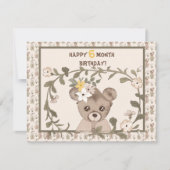 ベビーベアハーフイヤー誕生日カードボーイまたは少女 シーズンカード (正面)