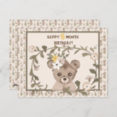 ベビーベアハーフイヤー誕生日カードボーイまたは少女 シーズンカード (正面/裏面)