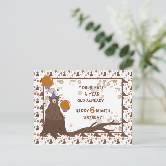 ベビーベアハーフイヤー誕生日カードボーイ シーズンカード (スタンド正面)