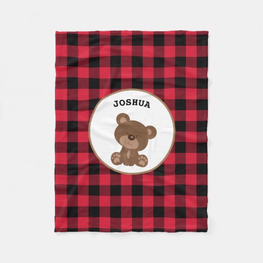 ベビーベアバッファロープレイパーソナライズされたドランバージャック フリースブランケット (正面)
