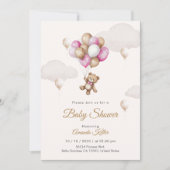 ベビーベアバルーンベビーシャワー招待状 招待状 (正面)