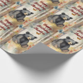 ベビーベアパーソナライズされたニュートラル誕生日 ラッピングペーパー (角)