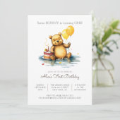 ベビーベアパーティー – バルーン最初の誕生日 招待状 (スタンド正面)