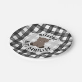 ベビーベアブラック+ホワイトギンガムベビーシャワー ペーパープレート (アングル)