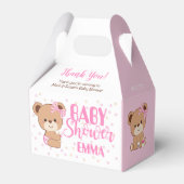 ベビーベアベビーシャワー切り妻ボックス – 女の子 フェイバーボックス (正面サイド)