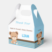 ベビーベアベビーシャワー切り妻ボックス – 男の子 フェイバーボックス (正面サイド)