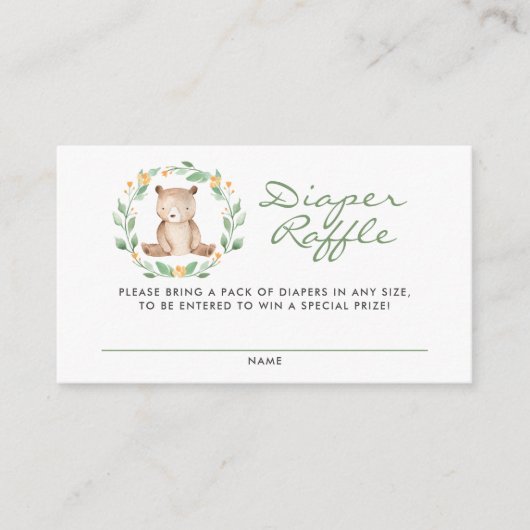 ベビーベアリースベビーシャワーおむつラッフル エンクロージャーカード (正面)