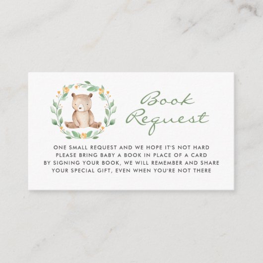 ベビーベアリースベビーシャワー予約リクエスト エンクロージャーカード (正面)