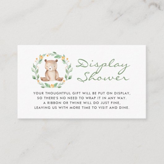 ベビーベアリースベビーシャワー表示シャワー エンクロージャーカード (正面)