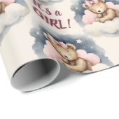 ベビーベアーその女の子の赤ちゃんシャワー ラッピングペーパー (ロールコーナー)