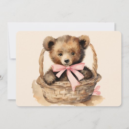 ベビーベアーガールバーリーウェイベビーシャワー 招待状 (裏面)