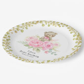 ベビーベアーガールピンクの花 |紙プレート ペーパープレート (アングル)