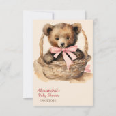 ベビーベアーキュブガールズベビーシャワーありがとう サンキューカード (裏面)