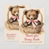 ベビーベアーキュブガールズベビーシャワーありがとう サンキューカード (正面/裏面)