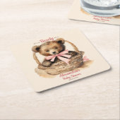 ベビーベアーキュブガールズベビーシャワー スクエアペーパーコースター (アングル)