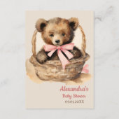 ベビーベアーキュブガールベビーシャワーおむつラッフル エンクロージャーカード (裏面)