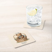 ベビーベアーキュブボーイズベビーシャワー スクエアペーパーコースター (インサイチュ)