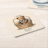 ベビーベアーキュブボーイズベビーシャワー スクエアペーパーコースター (アングル)