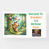 ベビーベアーキューブウッドランドをテーマにした誕生日パーティー 横断幕 (横)