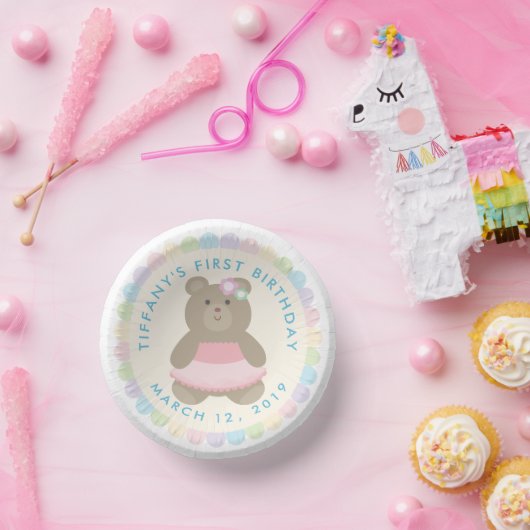 ベビーベアーキューブバレリーナガールファースト誕生日パーティー ペーパーボウル (パーティー)