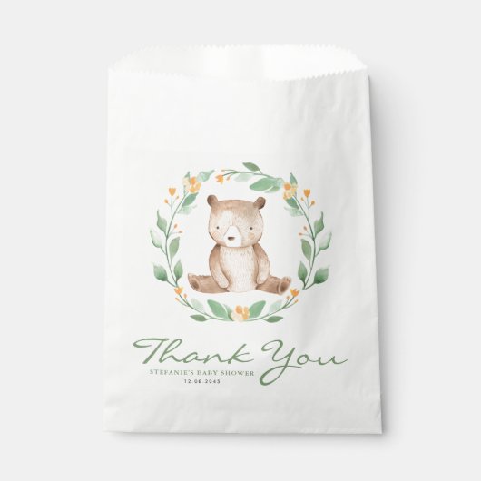 ベビーベアーグリーンリースベビーシャワーありがとう フェイバーバッグ (正面)