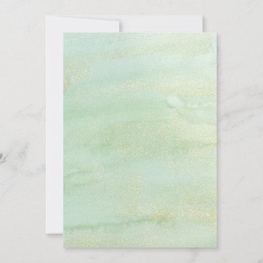 ベビーベアーグリーンリー金ゴールドフローラベビーシャワー 招待状 (裏面)