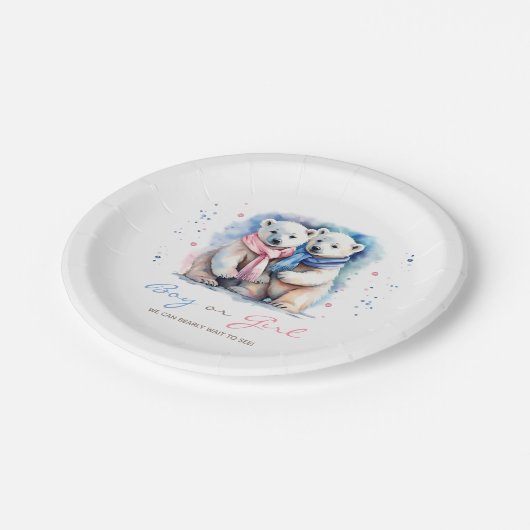 ベビーベアージェンダーリビールボーイズガールウィンター秋 ペーパープレート (アングル)