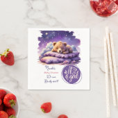 ベビーベアースリーピングパープル銀河系ガールベビーシャワー スタンダードカクテルナプキン (インサイチュ)