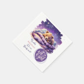 ベビーベアースリーピングパープル銀河系ガールベビーシャワー スタンダードカクテルナプキン (角)