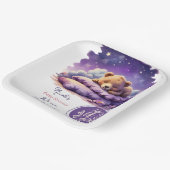 ベビーベアースリーピングパープル銀河系ガールベビーシャワー ペーパープレート (傾斜あり)