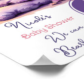 ベビーベアースリーピングパープル銀河系ガールベビーシャワー ポスター (角)